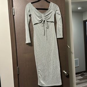 Off-The-Shoulder Cutout Midi Dress In Dusty Sage